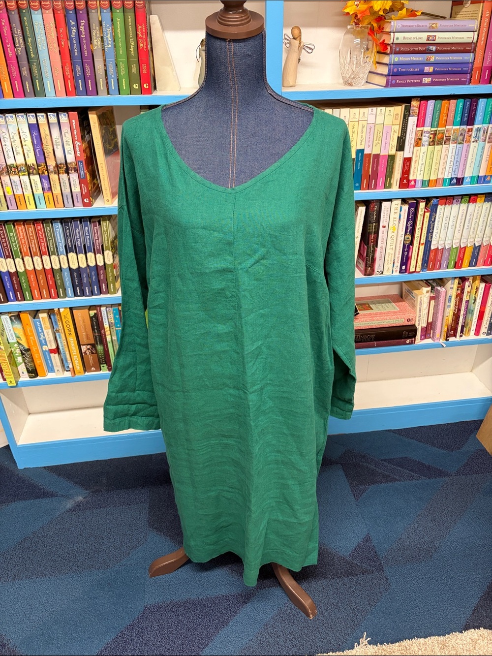 Flax size large green linen dress